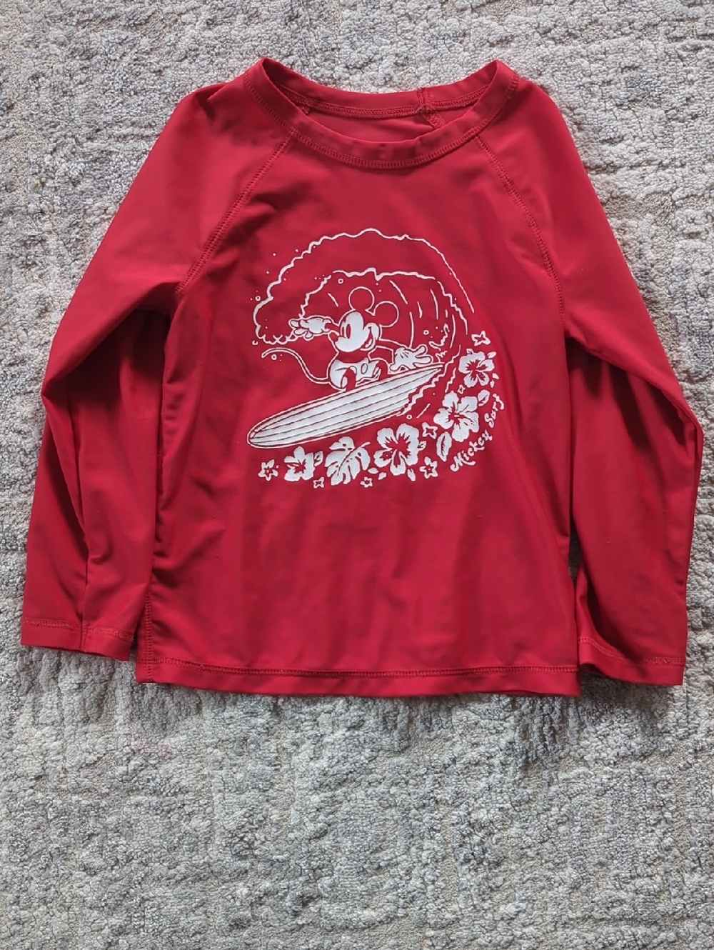 GAP Red Long-Sleeve Mickey Surf Rashguard Tee Size 3T